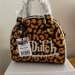 Von Dutch Cheetah Print Bowling Bag Black and Orange